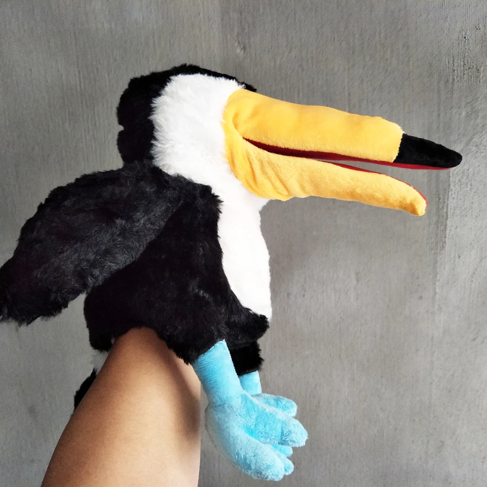 Marioneta de mano de peluche, lindo pájaro tucán, animales, boca abierta, regalo suave relleno