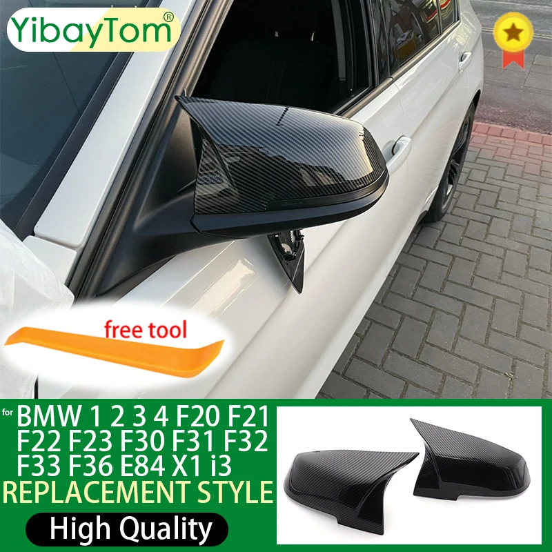 

2 pieces Rearview Mirror Cover Cap Carbon Black for BMW Series 1 2 3 4 X M 220i 328i 420i F20 F21 F22 F23 F30 F32 F33 F36 X1