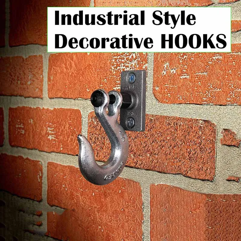 

1PCS Urban Industrial Style Wall Mount Decorative Hooks Cast Iron Big Clothes Coat Hat Towel Hanger For Kitchen Home Decoration