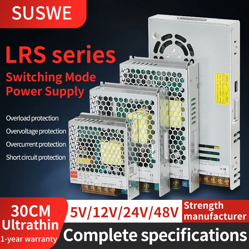 LRS Series Switching Power Supply  150W 110V 220V AC/DC 12V 15V 24V 36V 48V Industrial Ultra-thin SMPS