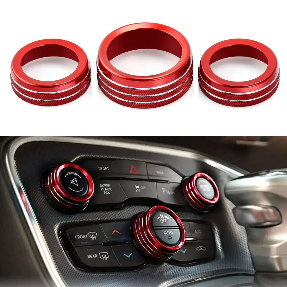 Air Conditioning Volume Radio Button Knob Cover For 2015-2020 Dodge Challenger Charger RT SXT Scat Pack Daytona Accessories