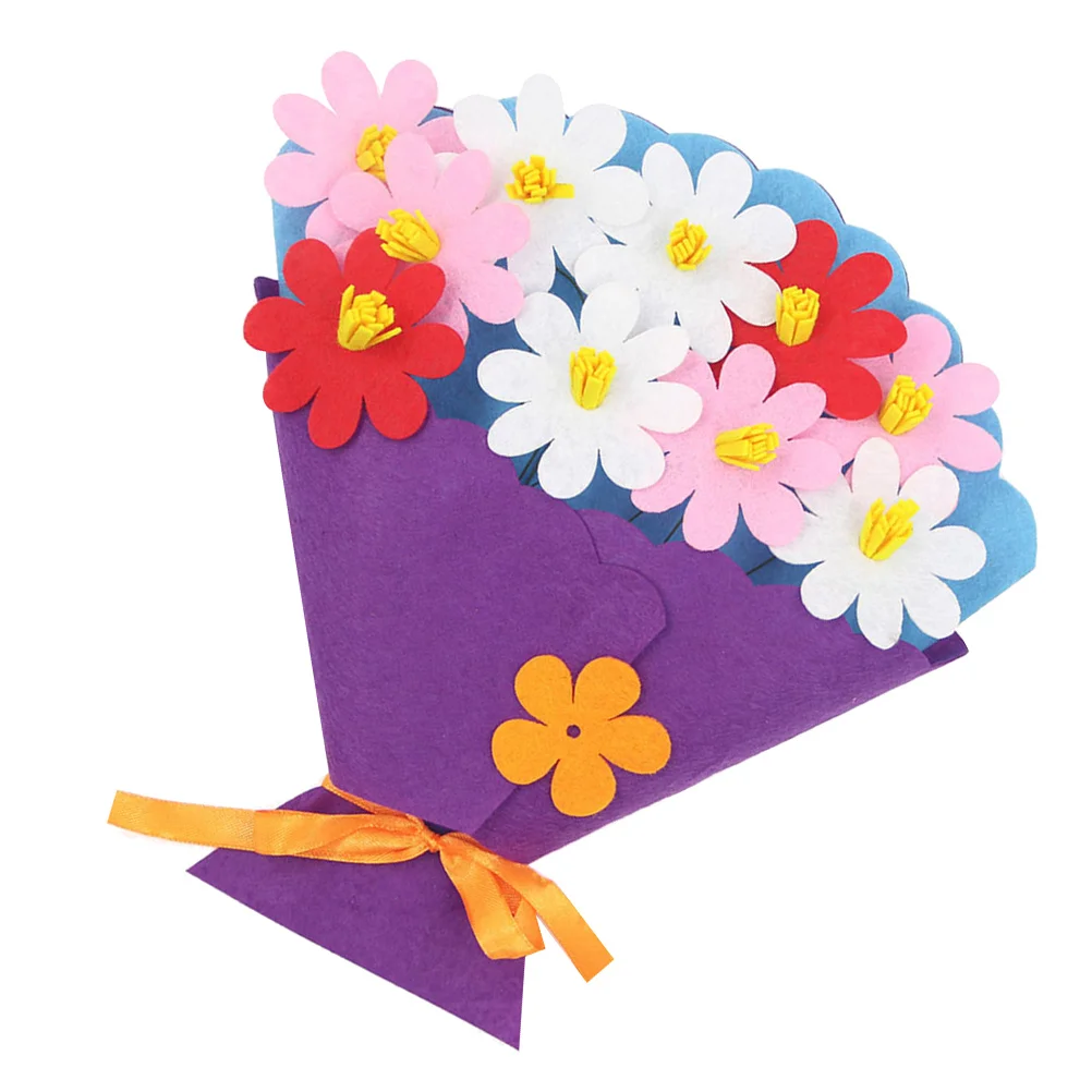 Kit di materiali per bouquet fai-da-te da 3 pezzi per bambini Set artigianale creativo fatto a mano Attività educativa Assemblaggio luminoso Viola