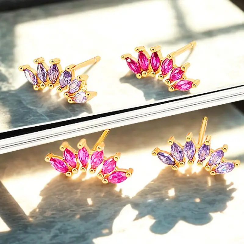 

Crown Horse Eye Earrings 925 Sterling Silver Needle Exquisite Colorful Zircon Piercing Stud Earring For Women Fashion Jewelry
