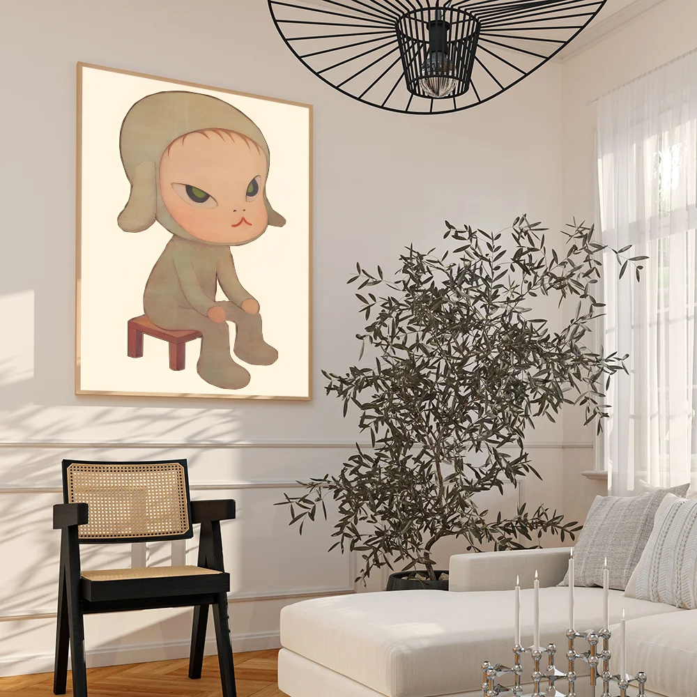 Yoshitomo Nara Art Cartoon Poster Movie Sticky Posters Retro Kraft Paper Sticker DIY Room Bar Cafe Aesthetic Art Wall Painting