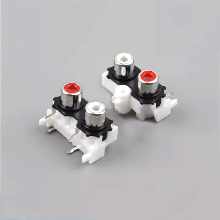 AV Socket 4-pin RCA seat 2-hole welded audio Video socket Lotus seat AV2-8.4-14 red-white/white-red