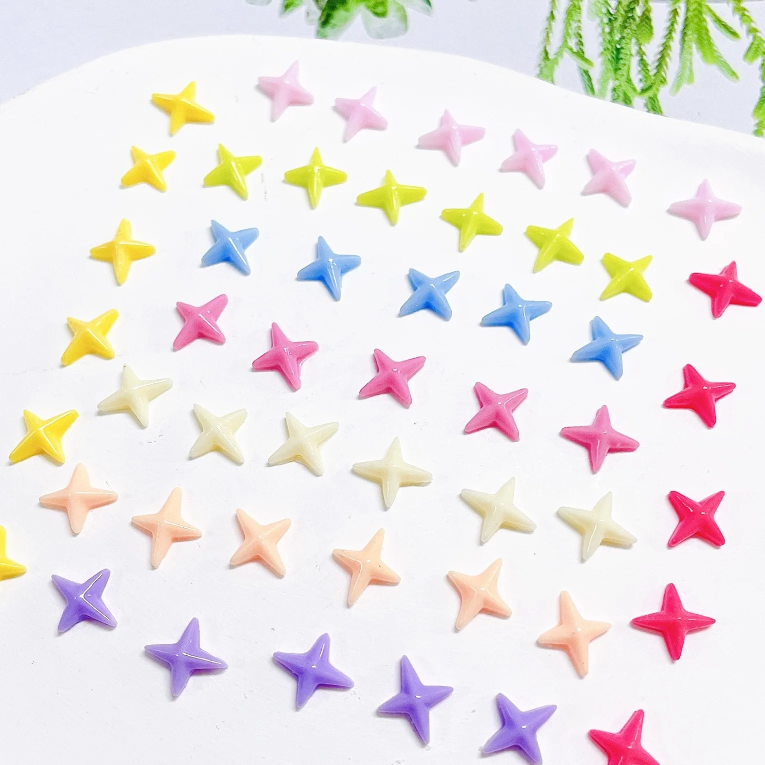 30PCS Glow In The Dark 3D Starlight Nail Art Cahrms Bearded Star Accessories For Manicure Nails Decoration Supplies Material