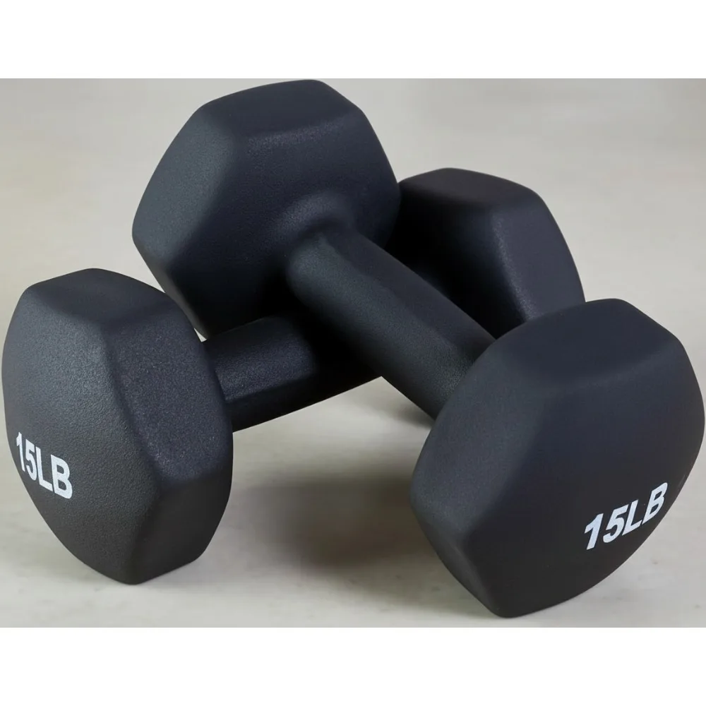 دمبل نيوبرين سداسية، تصميم مضاد للانزلاق ومضاد للدوران، أوزان مرمزة بالألوان للياقة البدنية في صالة الألعاب الرياضية المنزلية #1