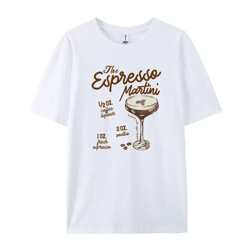 Espresso Martini Recipe Women Vintage T-Shirts Retro Alcohol Drink Tshirts Cute Loose Cocktail Lover T Shirt Unisex Clothes Gift