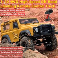 1: 10 4WD High-Speed Off-Road Climbing Remote Control Truck 2.4Ghz Shock Absorption Controllable LED Lighting Alloy RC Car Model