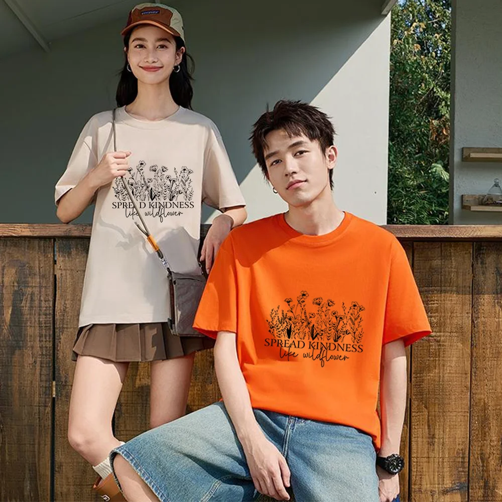 Wildflower Spread Kindness Printed T Shirt Breathable Fabric S-XXL Personalized Custom Casual Short Sleeve Tee Aesthetic Graphic