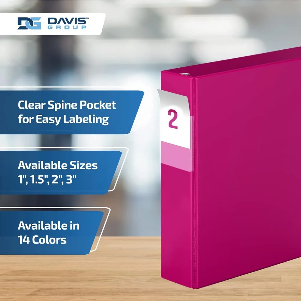 Premium Economy 6-Pack D-Ring Binders, 2 Inch, Pink, Ideal for School and Office Use, Large Capacity Storage