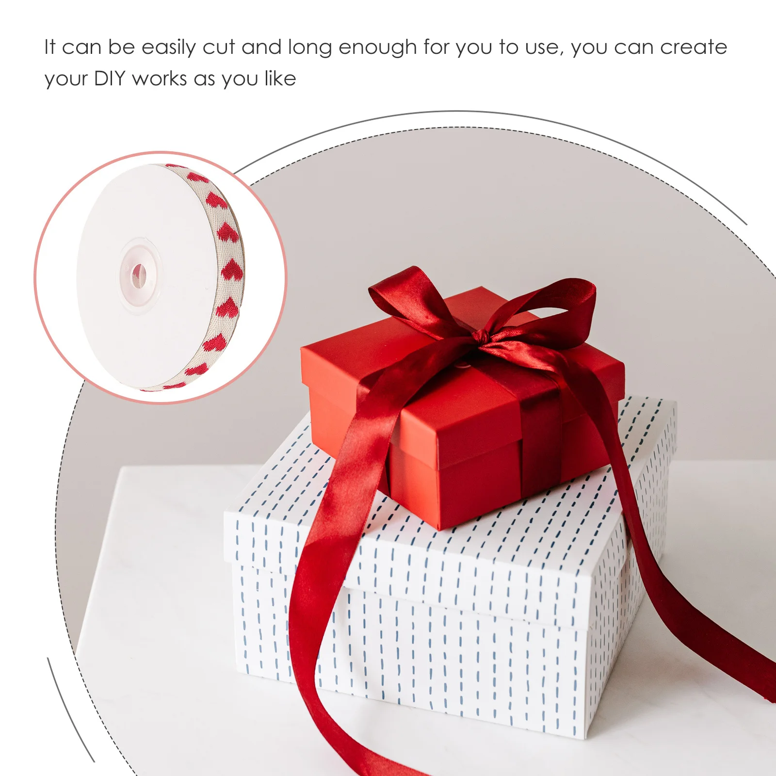 

Cuttable Present Ribbon Heart Embroidered Soft Texture for Gift Wrapping Party DIY Supplies Multi-Function Ribbon