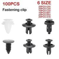 100PCS Car Fastener Clips Mixed Car Fasteners Door Trim Panel Auto Bumper Rivet C05 C20 C32 B01 D02 A16 Rivet Fasteners