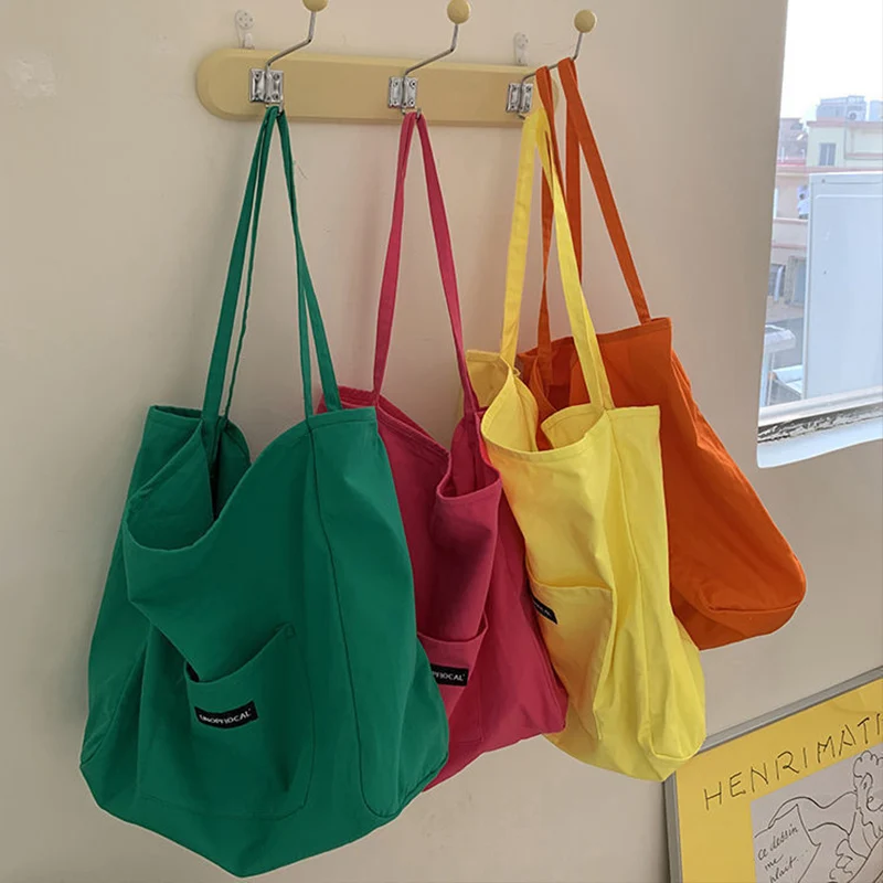 Korean style Canvas Tote Bags For Women Large Capacity Handbag Casual Shoulder Bag Shopping Bag Gilr Purse bolsa feminina