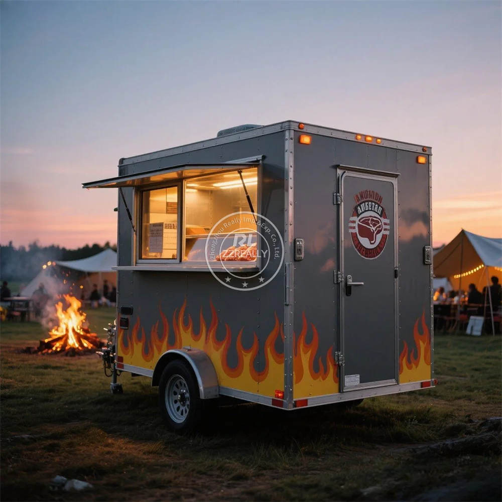 

Коммерческая уличная мобильная тележка для еды, полностью оборудованная концессионная тележка для хот-догов, мобильный прицеп для фаст-фуда с полной кухней