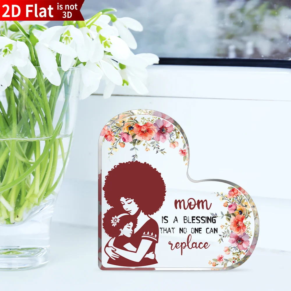 Acrylic Heart Plaque Mom Gifts from Daughter, Mothers Day Birthday Present for Her