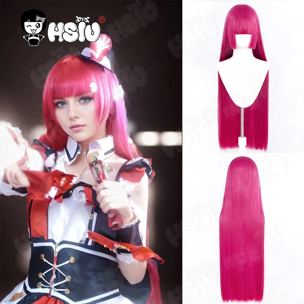 Hojo Sophy peruka do cosplay peruka syntetyczna z włókna 「HSIU 」80cm długa różowo-czerwona peruka Anime Pripara Hojo Sophy peruka do cosplay