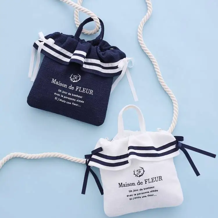 Shoulder Messenger Bag Japanese Style Girl Bags Summer Autumn 2026 New Naval Style Cute Double Bow Portable Women's Handbags