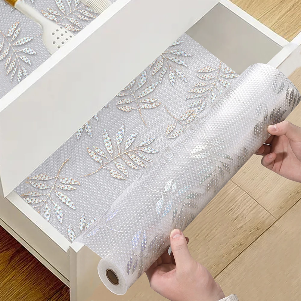 1 Roll Shelf Liner Kitchen Cabinet Drawer Pads Anti-slip Kitchen Cabinet Liner Waterproof and Mildew-proof Refrigerator Pads