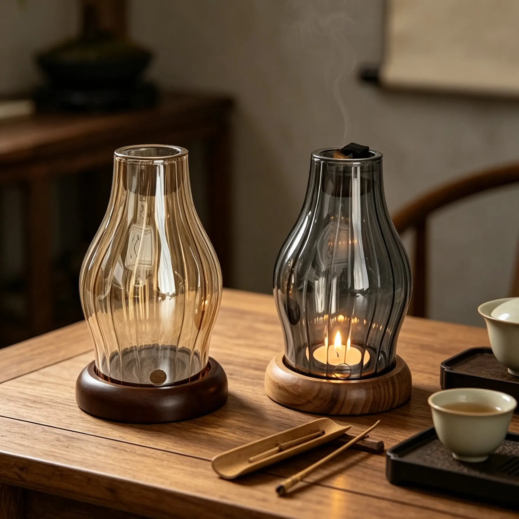 Candle Light Cover Striped Transparent Glass Shade Replacement For Oil Lamp, Tea Lights Candle Holder Cover For Home Party Decor