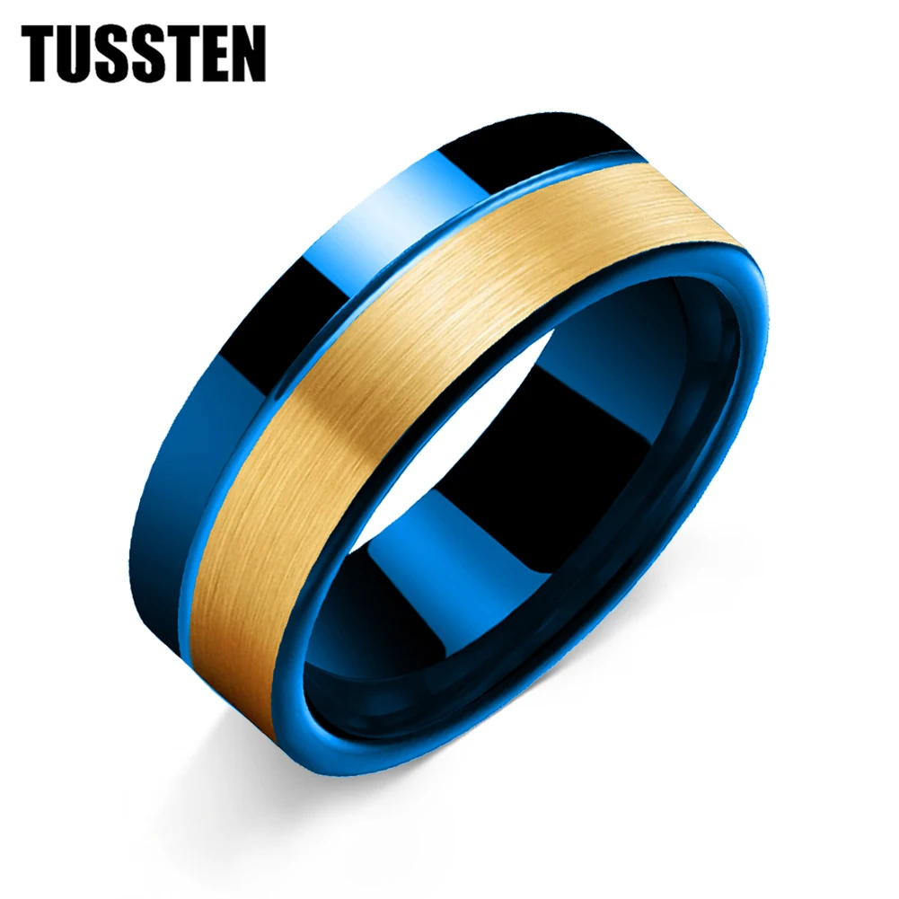 

TUSSTEN 6/8MM Two Color New Polishing Brushed Surface Offset groove Tungsten Carbide Wedding Ring Comfortable Fit