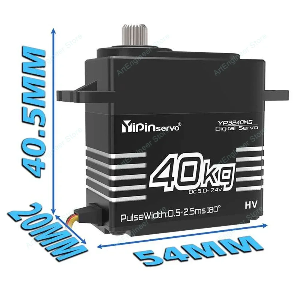 Servo digital impermeável de 40KG - engrenagem de metal de alto torque YP3240MG 180/270 °   para 1:8 1:10 RC Crawler Car Robot TRX6 Scx10