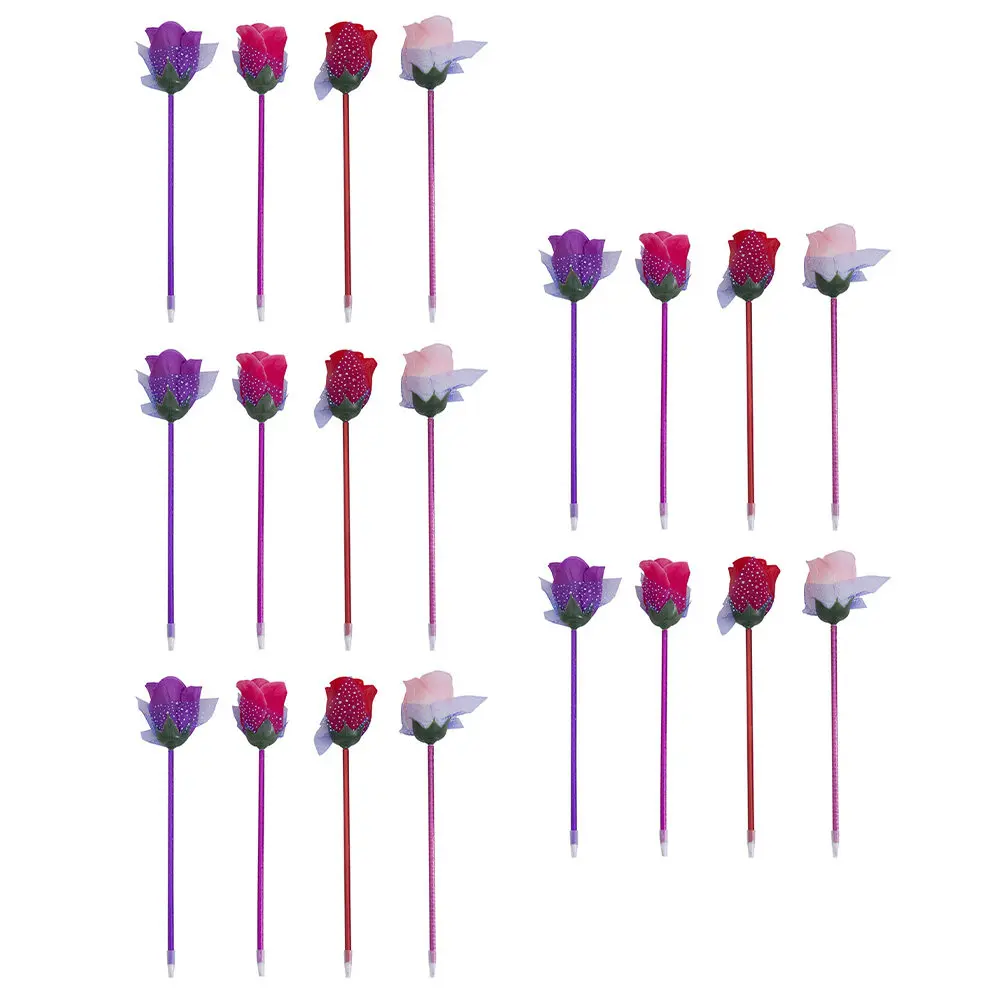 20Pcs Portable Office Stationery Pen For School Writing Pen Christmas Stocking Fillers Rose Shape Ballpoint