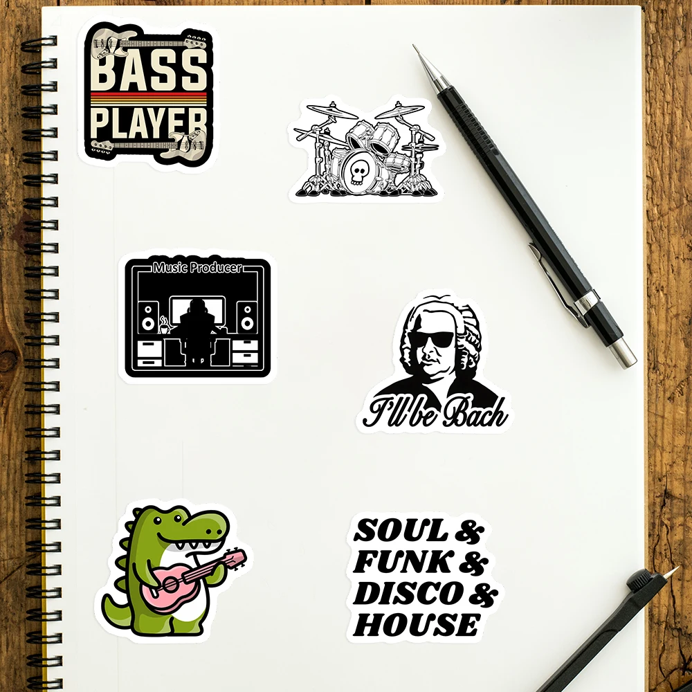 Music Band Rock Roll  Stickers Guitar Bass Drum DIY Kids Toy Gift for Phones Laptops Bottles Luggage Decorative Waterproof Decal - Image 5