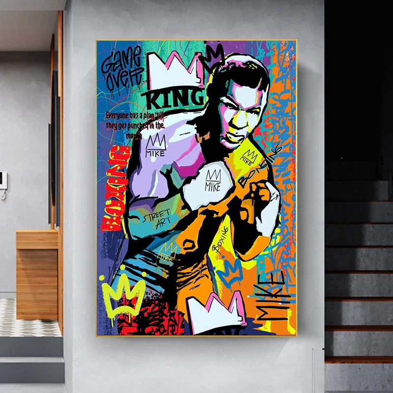 Graffiti Street Mike Tyson Boxing Legend Pop Art Posters and Print Abstract Boxer Canvas Painting Wall Picture Room Home Decor