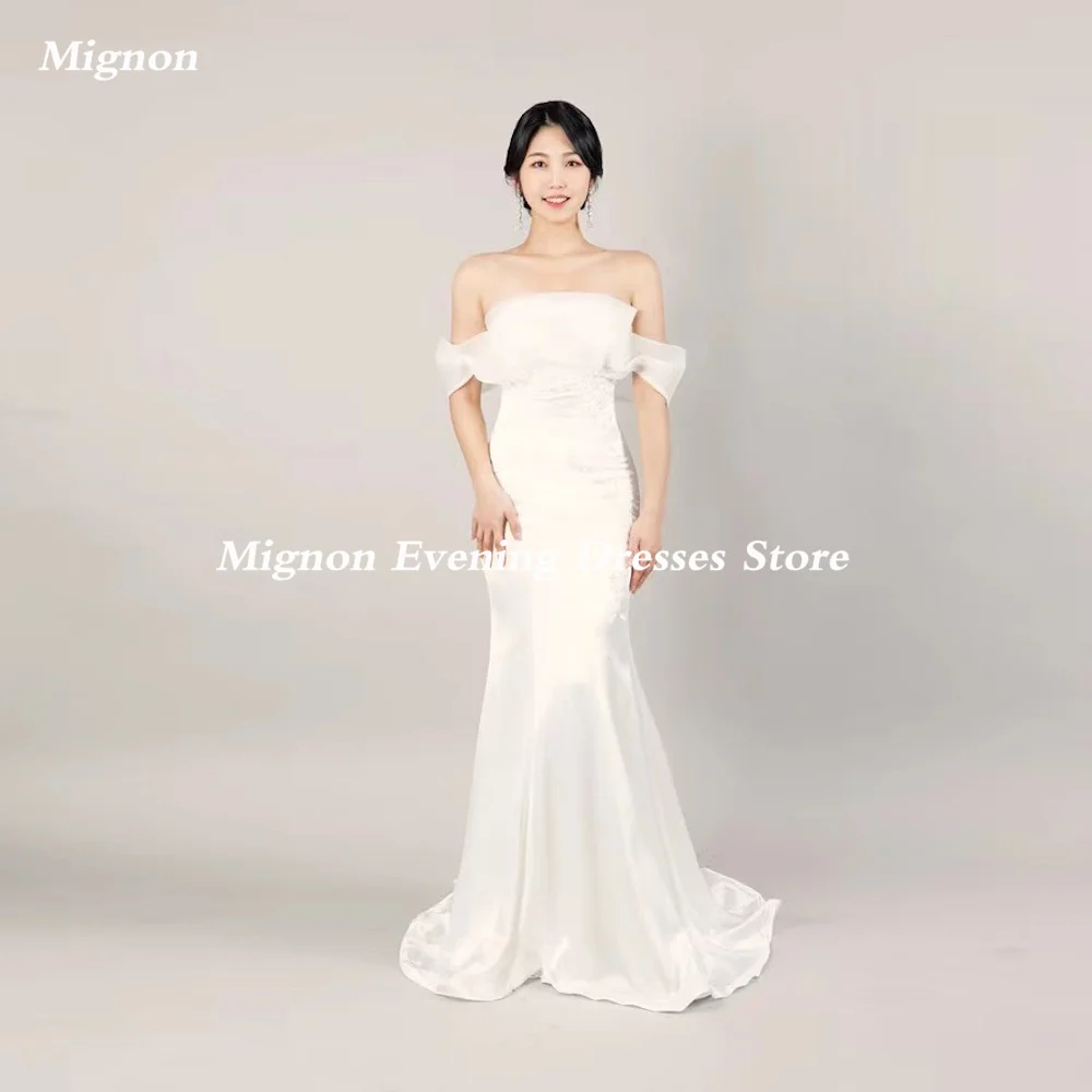 

Mignon Satin Mermaid Strapless Prom Gown Populer Ruffle Floor-length Formal Elegant Evening Party Dress for Women 2023