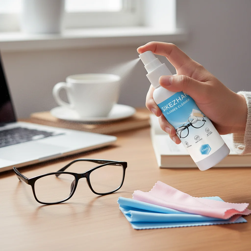 Detergente per lenti da vista da 50 ml con panno per la pulizia, ad asciugatura rapida, senza aloni, sicuro per lenti AR/polarizzate/fotocromatiche, cura degli occhiali