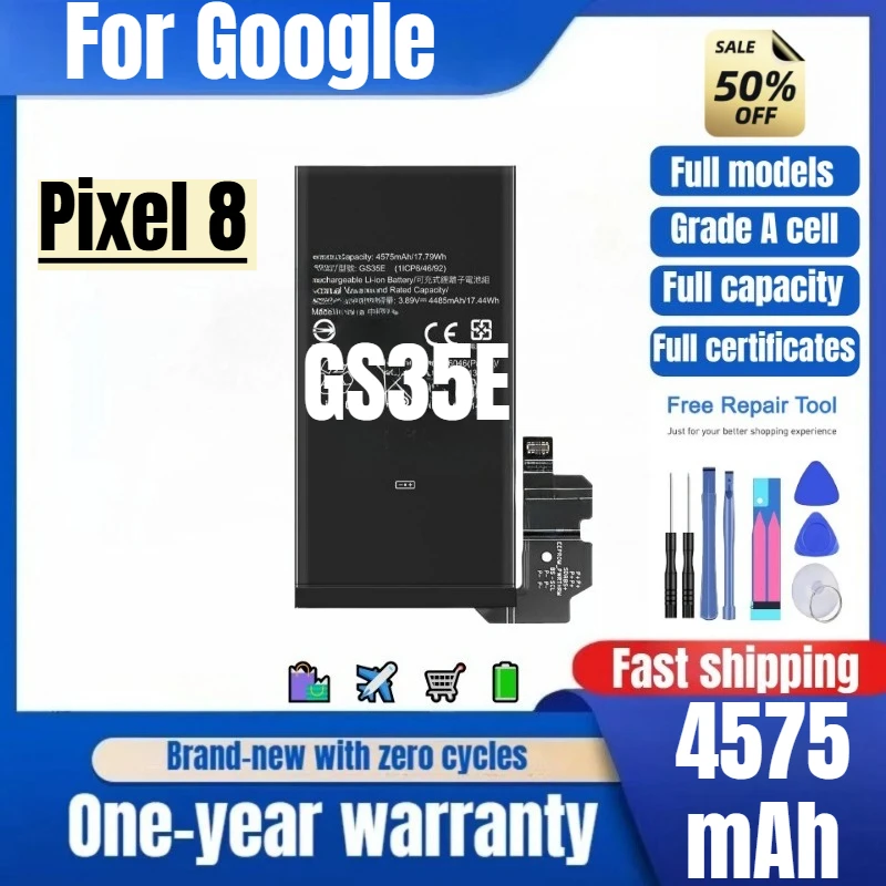 

GS35E for Google Pixel 8 Phone Battery 0 Cycle High Quality High Capacity Battery Replacement Bateria Grade A Cell with Tools