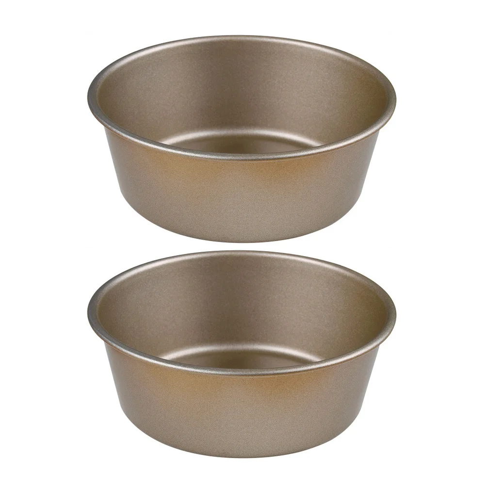 

2Pcs Gold Non-Stick Round Burger Mold Carbon Steel Cake Cheesecake Baking Mold Household Bakeware Cheesecake Pans
