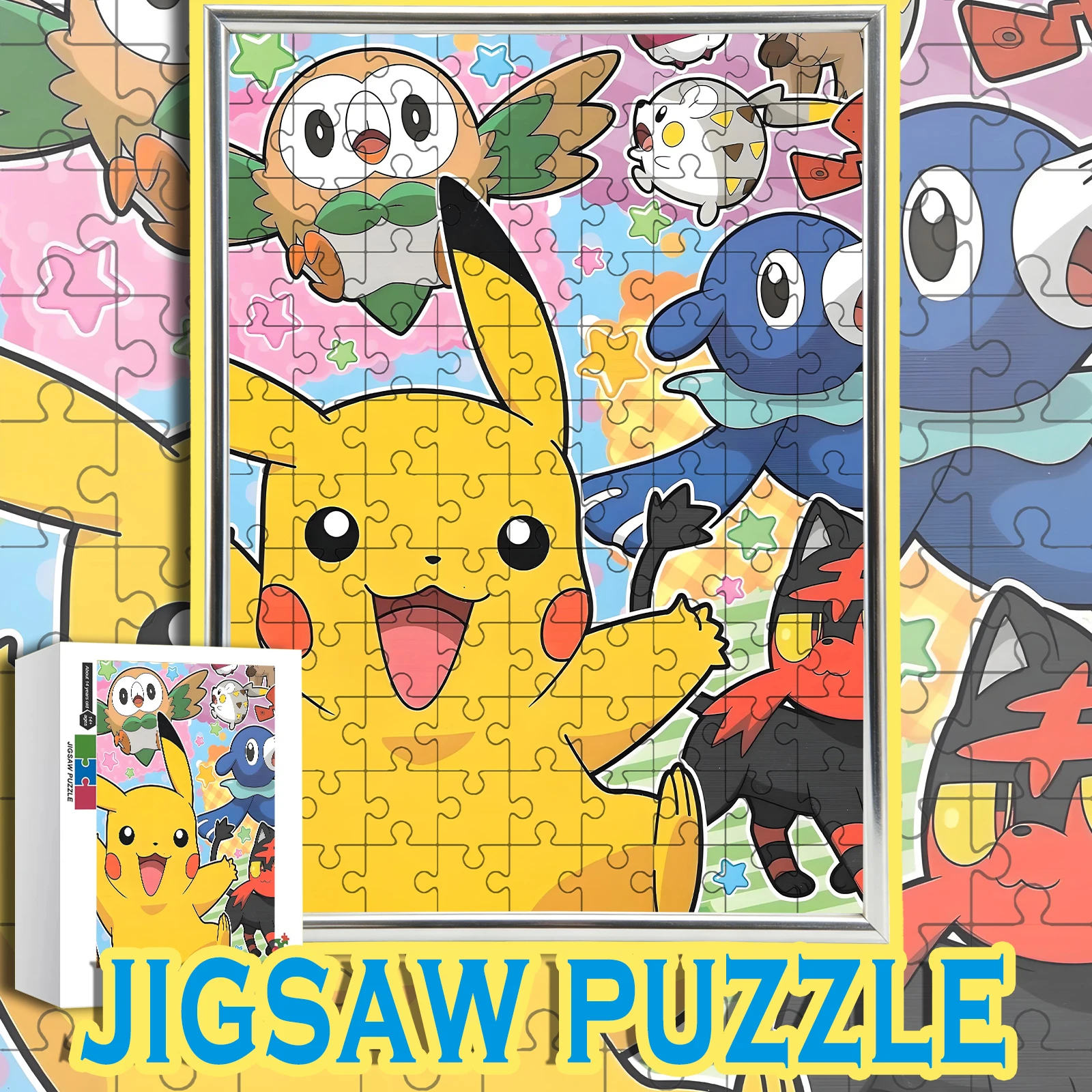 

Pastel Rainbow Cute Pikachu Alola Monster Group Scene Puzzle 108-1000pcs Wooden Home Decor