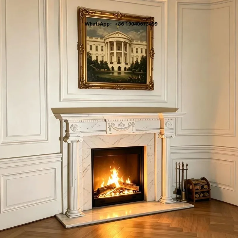 Direct Sale Customized Hanging Stone Fireplace with Contemporary Design for Hotel Villa Apartment Heating   h003