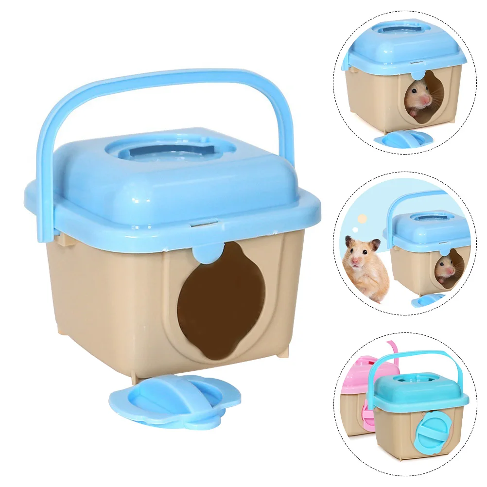 Mini Handheld Cage for Hamster Travel Carry Plastic Small Pets Carrying Cases Breathable Durable Pet Carrier Box for Sightseeing