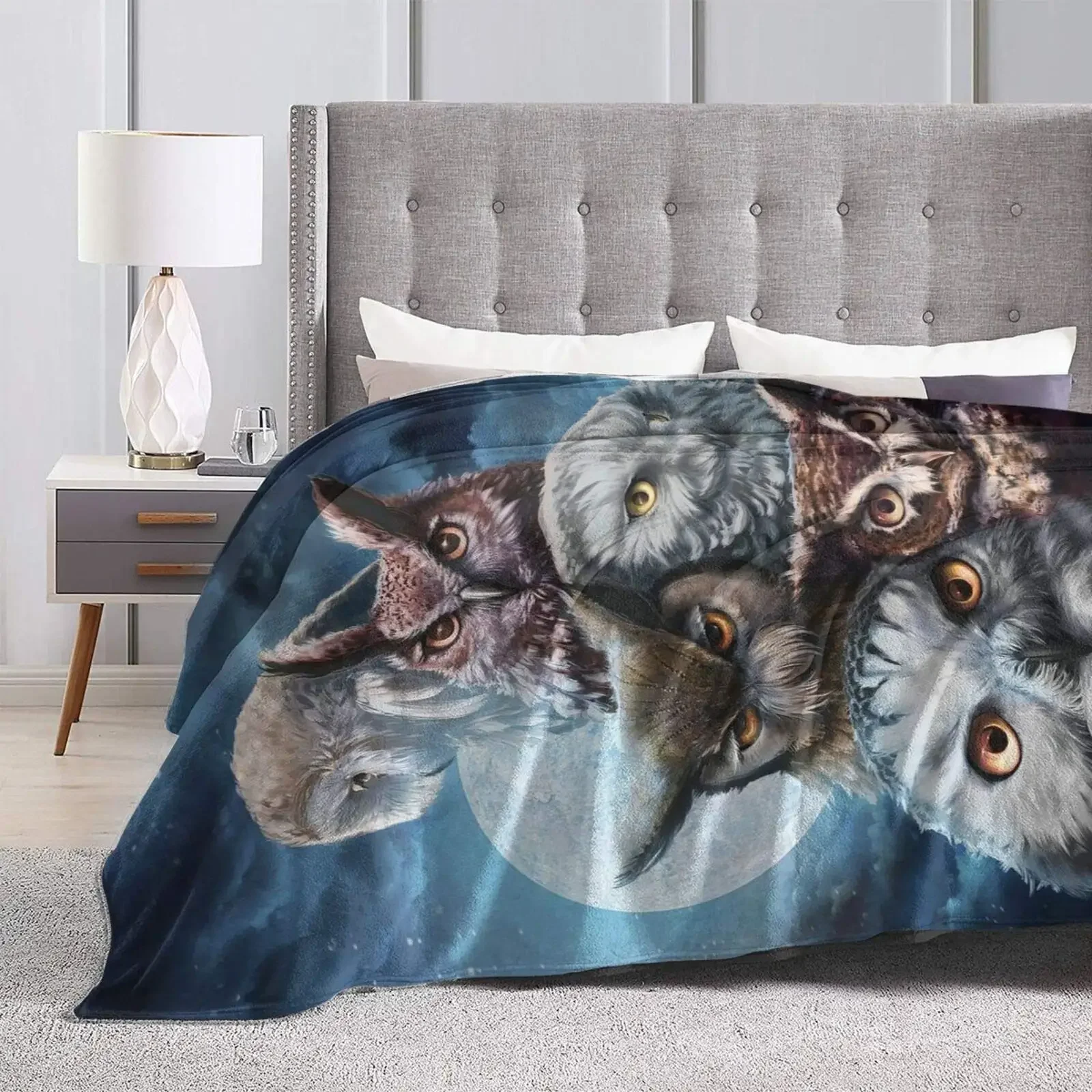 Owl Blanket Cute Blankets Soft Warm Throw Blanket Owl Gifts for Owl Lovers, Machine Wash Air Conditioning Blankets for Bed Sofa