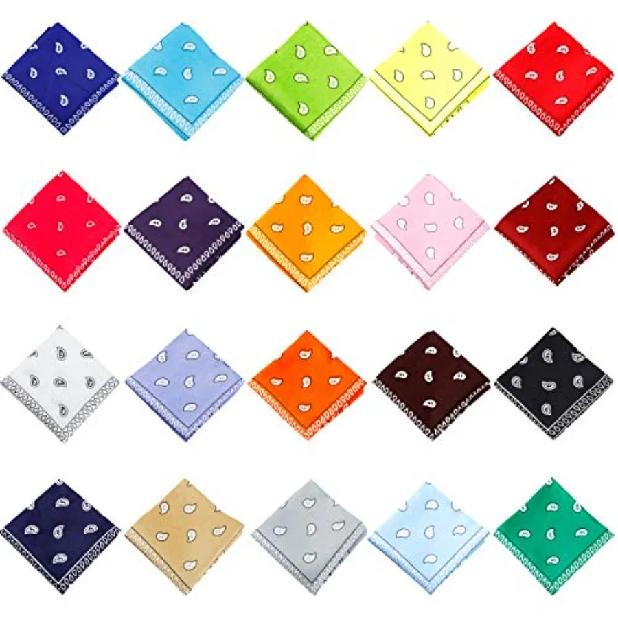 20 قطعة من عصابات الرأس المتنوعة بتصميم بيزلي للمغامرات الخارجية على طراز رعاة البقر من البوليستر مثالية للوصول إلى الموضة