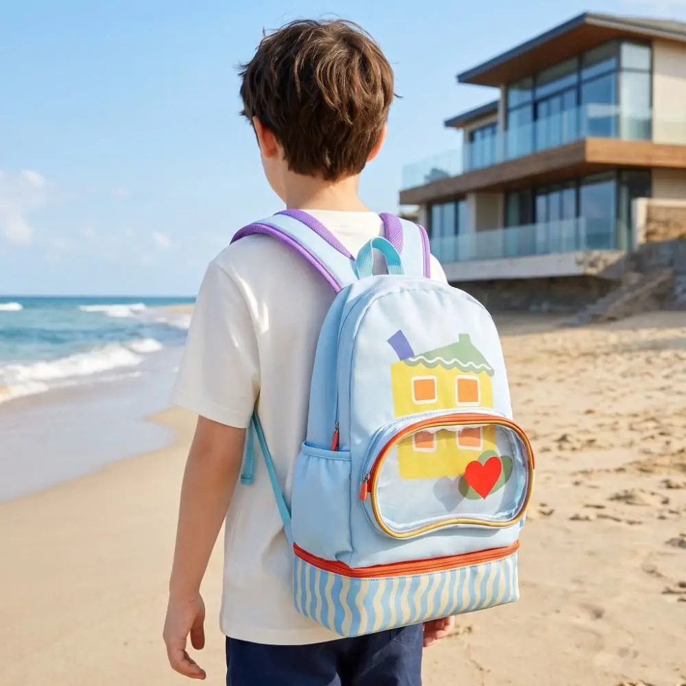 Waterproof Swimming Storage Bag Cartoon Design Wet Dry Separation Swimsuit Shoulder Packs Shoe Compartment Double-Shoulder