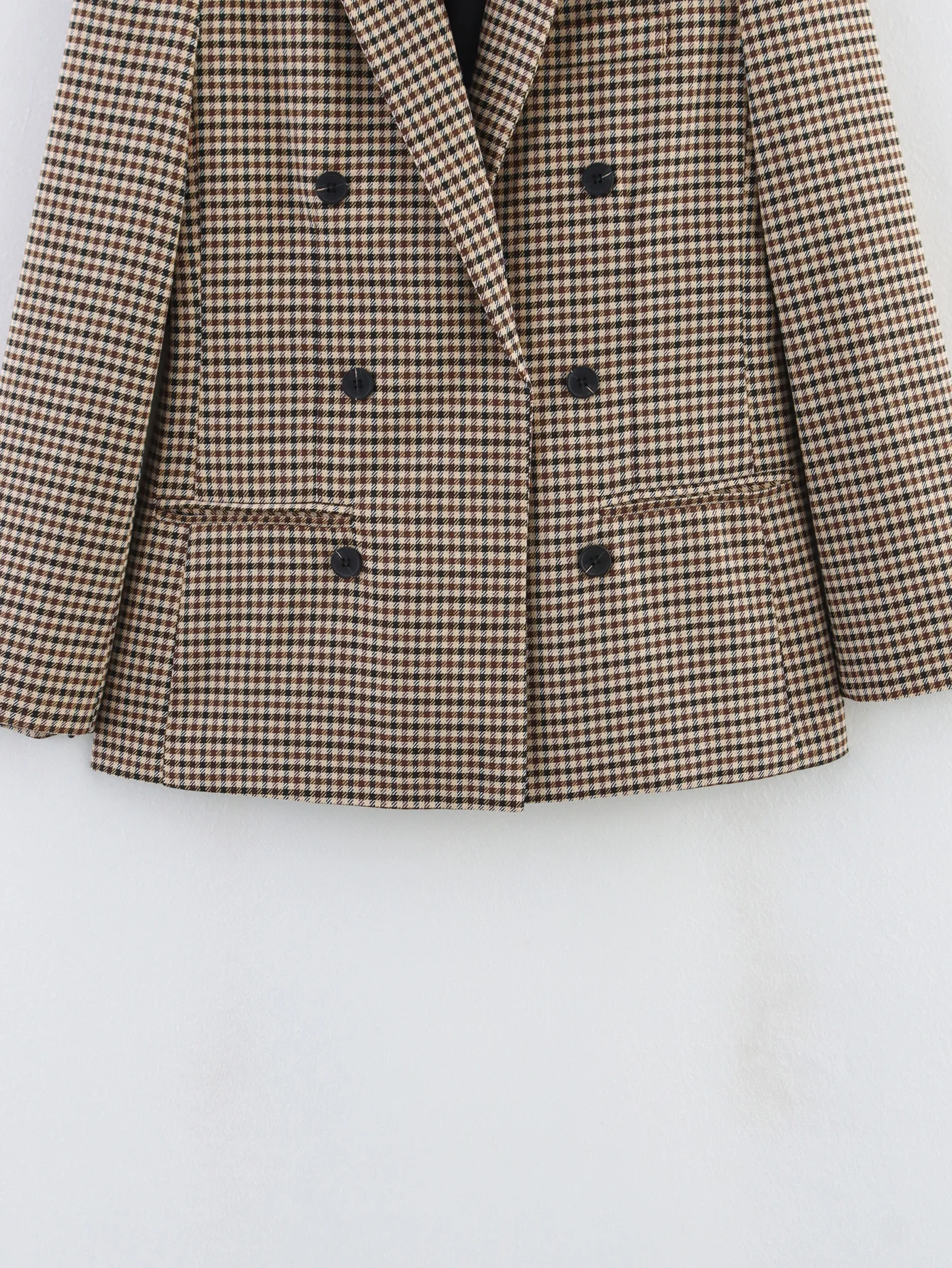 Faionable H926 Women's Suit Jaet All-Match Plaid Collar Long Sve Commute Sle Double Button Regular Length Spring Se...