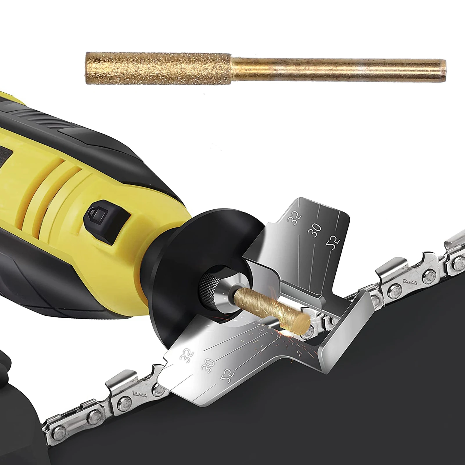Chain Saw Grinding Head Chainsaw Sharpener Burr Grinding Head Rotating File Sharpening Tool Set Kit Chainsaw Grinding File