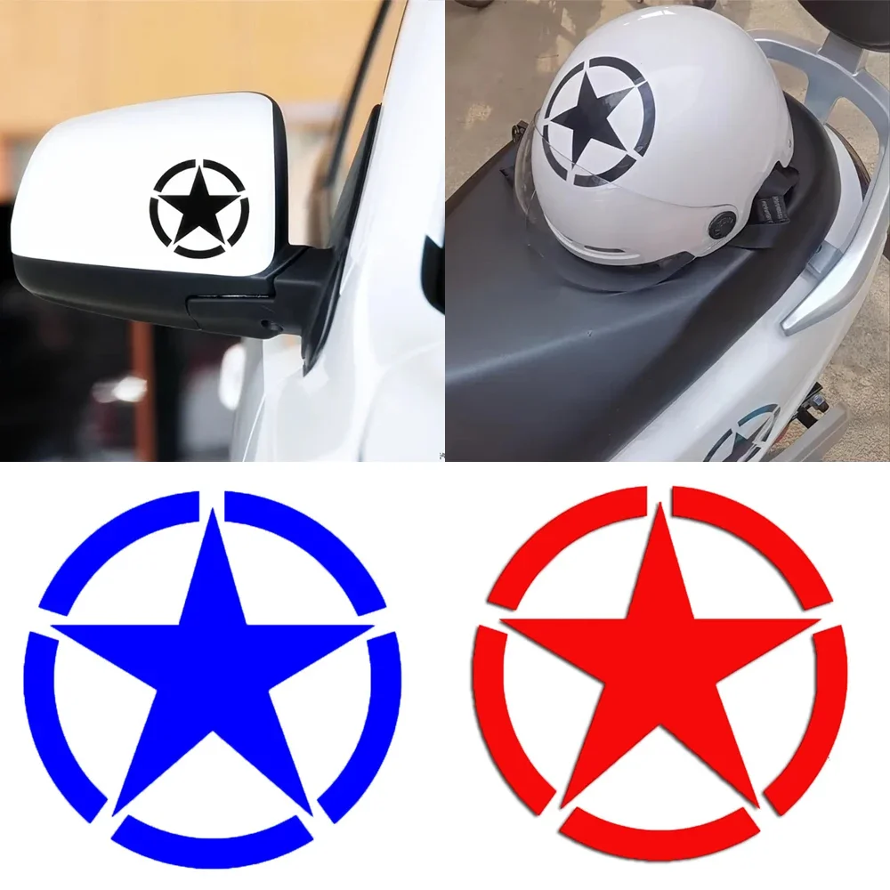 

2pcs Army Five-pointed Star Refit Stickers Motorcycle Stickers for Fuel Tank Fender Waterproof Racing Helmet Creative Car Decals