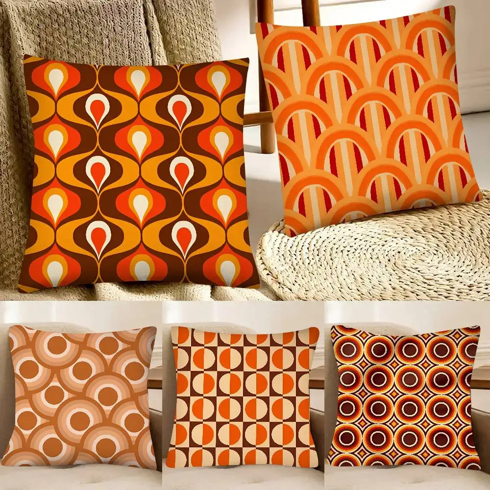 

Retro Geometric Patterns Pillow Case Fashion Square Pillowcase Bedroom Sofa Room Ins Decoration Leisure