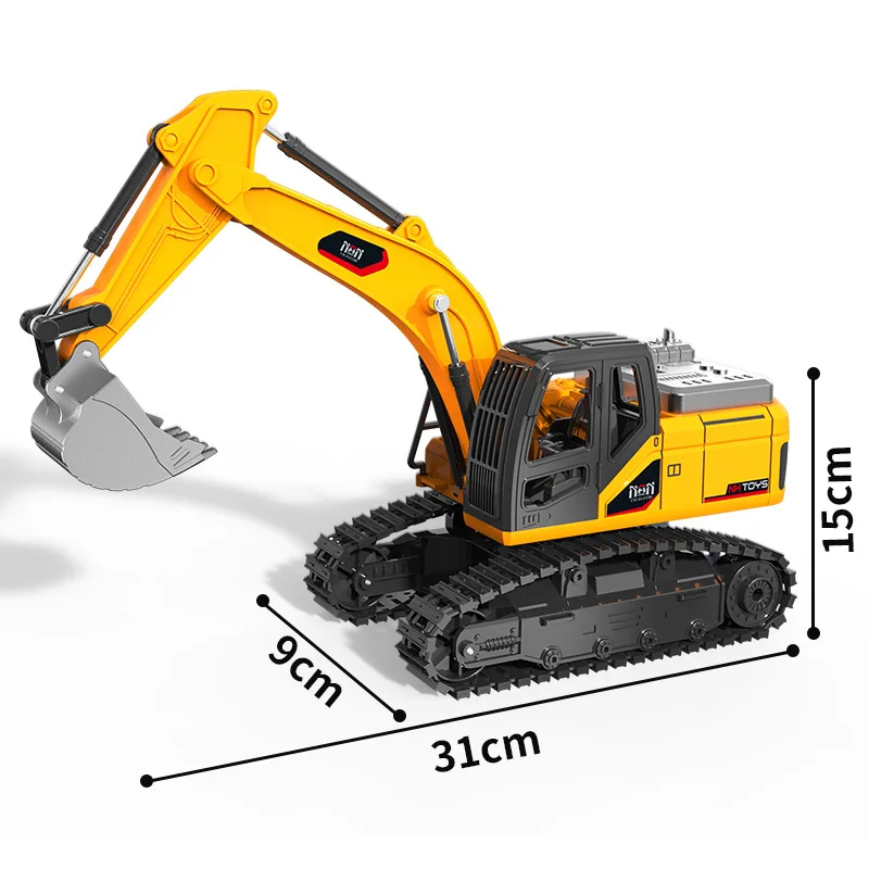 Pelle télécommandée en alliage avec lumière 2.4G pour enfants, Simulation de pelle électrique, véhicule d'ingénierie, modèle de voiture RC pour enfants, jouets