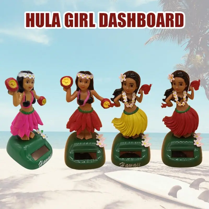 Solar Power Hawaii Girl Hula Bobbling Dancing Toy plastic Shaking Head doll Car Dashboard Decor Interior Car Decoration