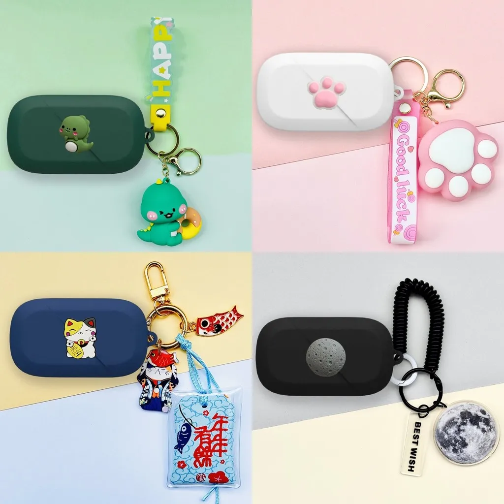 Case for ASUS ROG Cetra Open Wireless Silicone Soft Case Cute Cartoon Piggy Keychain Shockproof Shell Protective Sleeve
