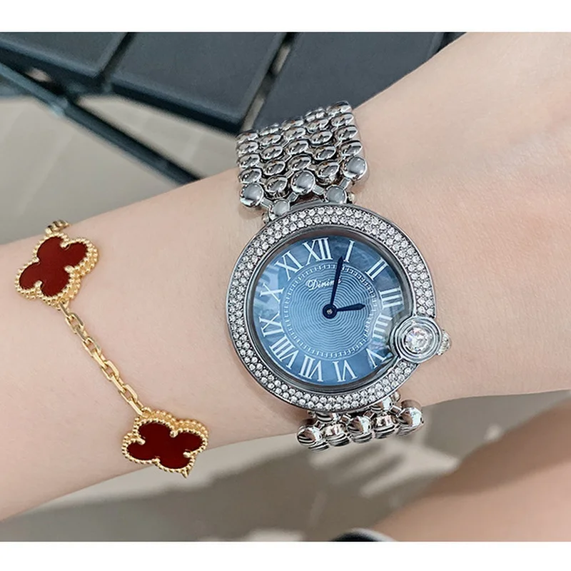 

DINIMI Watch female stone British watch light luxury simple temperament students high school girls small dial with diamond