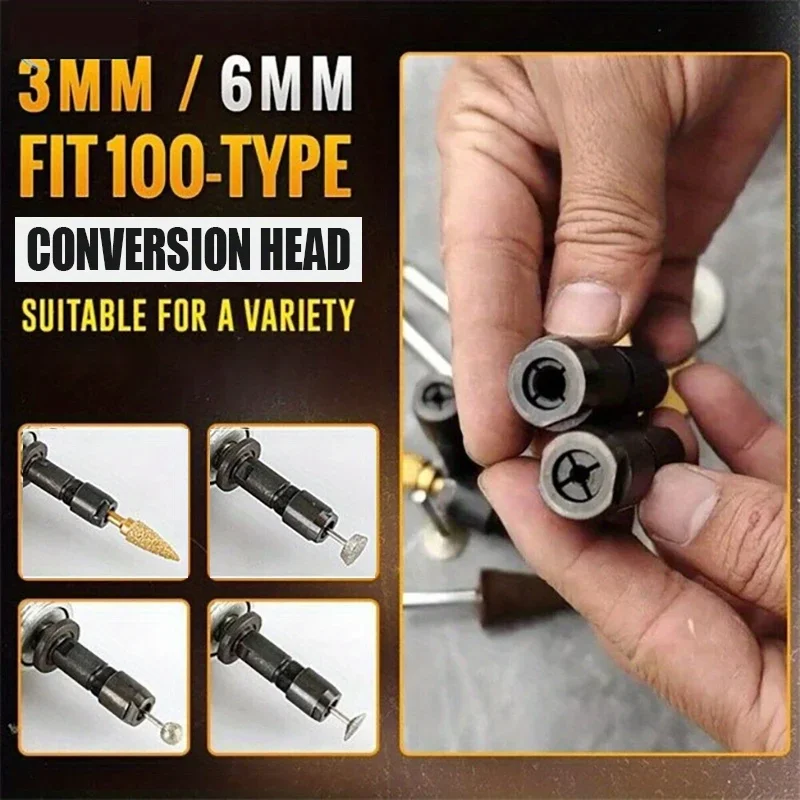3/6mm Conversion Head Adapter To Straight Grinder Chuck Collet Adapter 100-type M10*1.5 Thread for Woodworking and Polishing