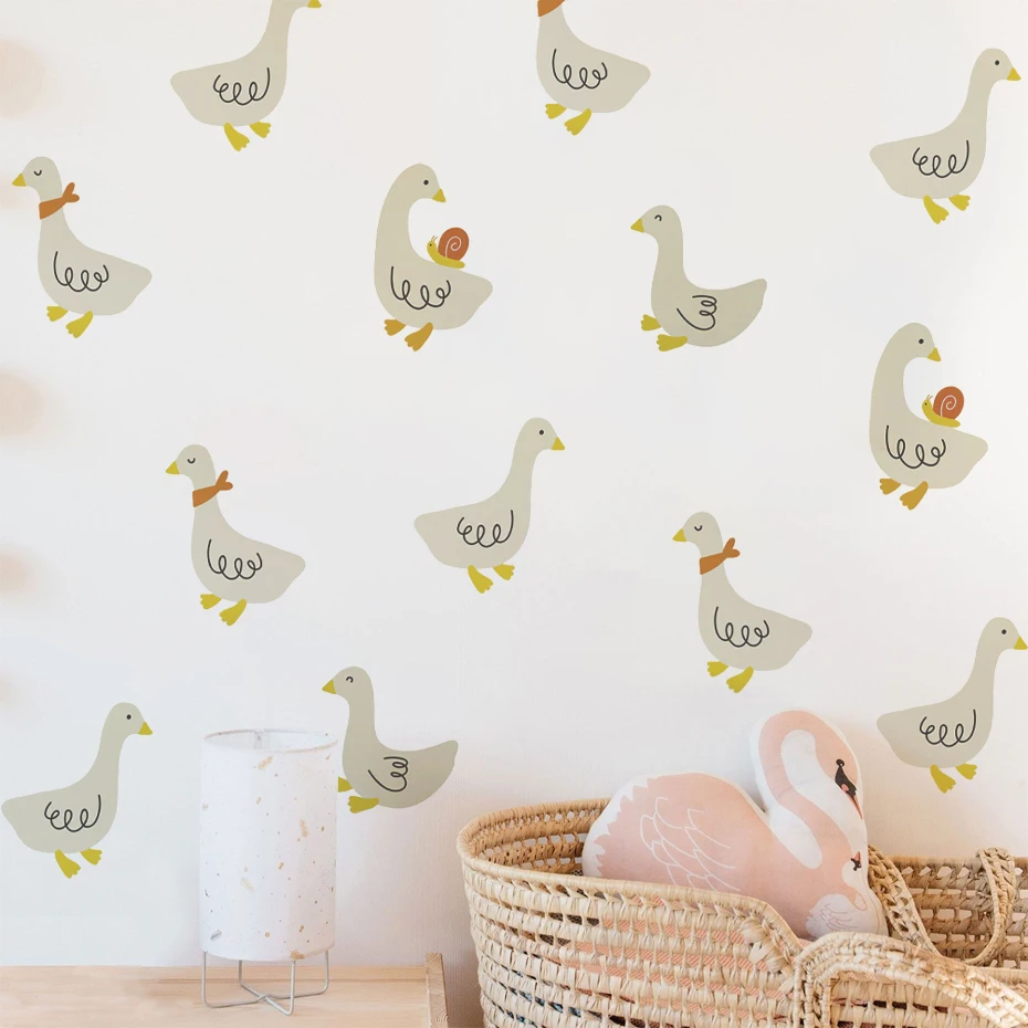 

Boho Cartoon Cute Duckling Snails Wall Sticker Nursery Children Room Wall Art Decal Kids Room Vinyl Bedroom Living Home Decor