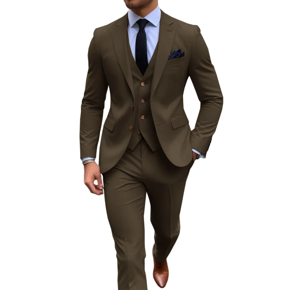 Men's Stylish Khaik 3 Piece Suits For Men - Classic Formal Attire- Business Wear Suits- Party Wear Jacket -Prom Suit- For Men